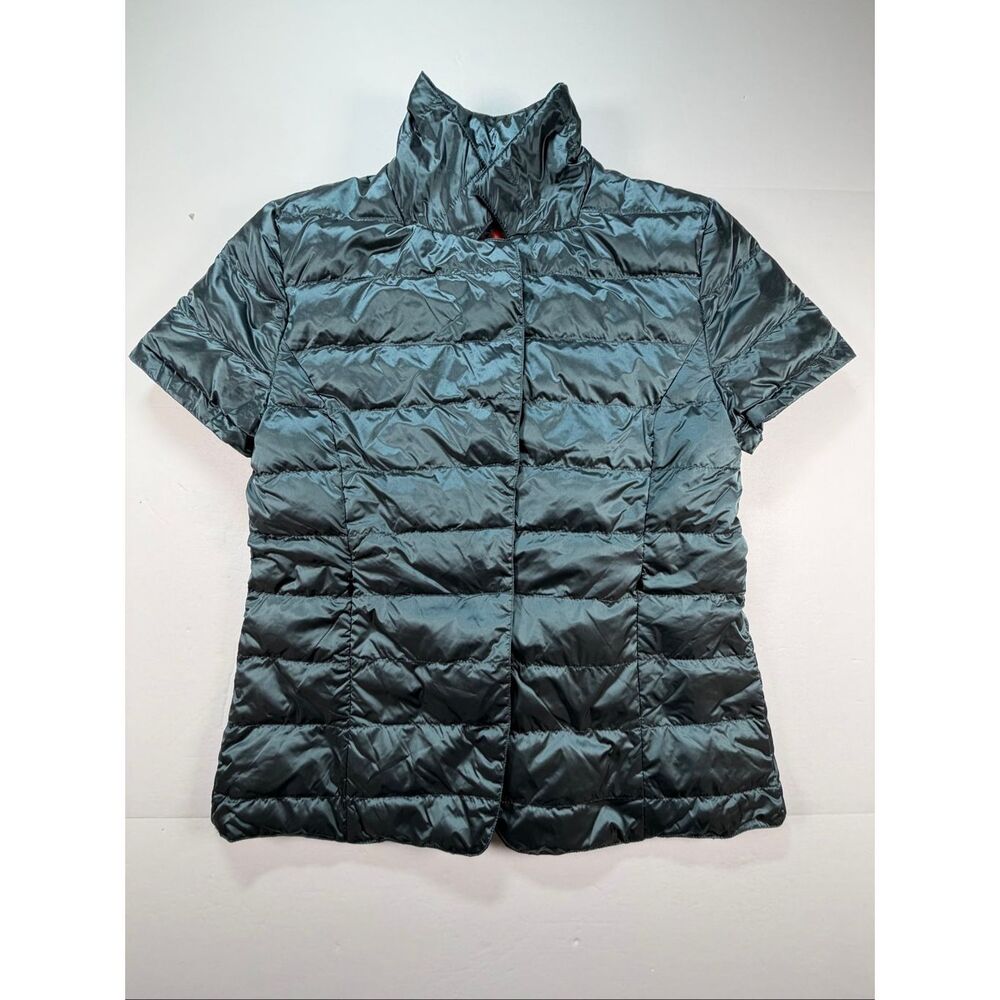 My Anorak Chalet Short Sleeve Down Puffer Jacket Size XS Metallic Teal MSRP $175